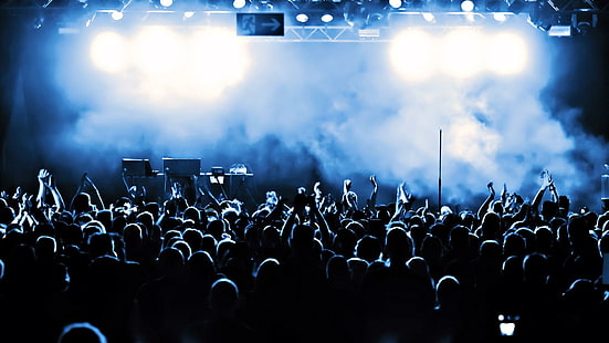 Concert, lights, dancing, people, club, concert, 3d and abstract, HD wallpaper HD wallpaper