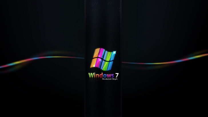 윈도우 7 디지털 배경 화면, 윈도우 7, 무지개, 검정, 선, HD 배경 화면