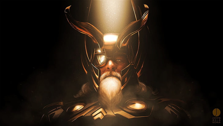 Odin, Thor, Anthony Hopkins, obra de arte, Marvel Cinematic Universe, Fondo de pantalla HD
