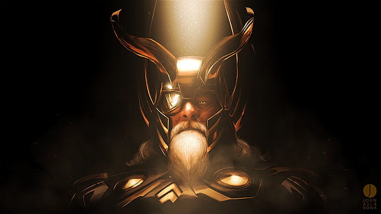 Odin, Thor, Anthony Hopkins, obra de arte, Universo Cinematográfico da Marvel, HD papel de parede HD wallpaper