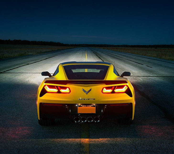 yellow Chevrolet Corvette sports coupe, Corvette, yellow, HD wallpaper