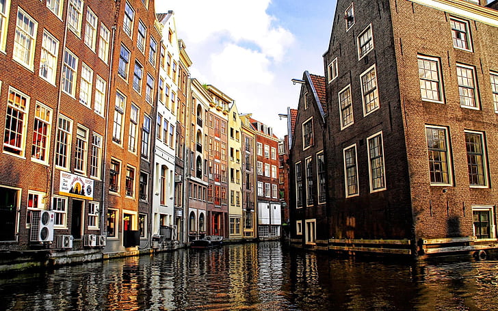 Амстердамский канал в Венеции, Амстердам, канал, Венеция, HD обои