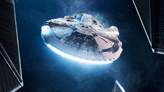 Millennium Falcon Spaceship 4K, Millennium, Falcon, Statek kosmiczny, Tapety HD HD wallpaper