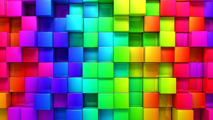 Cubique, arc-en-ciel, abstrait, coloré, cubique, arc-en-ciel, abstrait, coloré, Fond d'écran HD