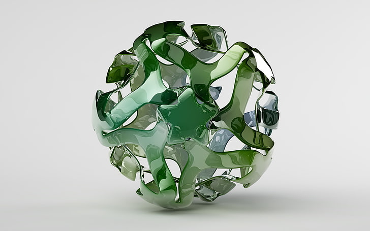 ديكور طاولة زجاجية خضراء مستديرة ، CGI ، بساطتها ، مجردة ، كرة ، خلفية بسيطة ، فن رقمي ، ناقل ، عمل فني، خلفية HD
