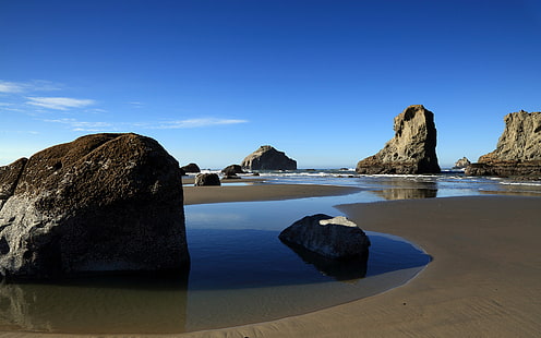 Beach Rock Stone HD, seashore with rock formations, nature, beach, rock, stone, HD wallpaper HD wallpaper