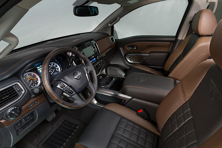 interior, SUV, ecosafe, Nissan Titan, Detroit, test drive, red, 2015 cars, review, hybrid, XD, HD wallpaper