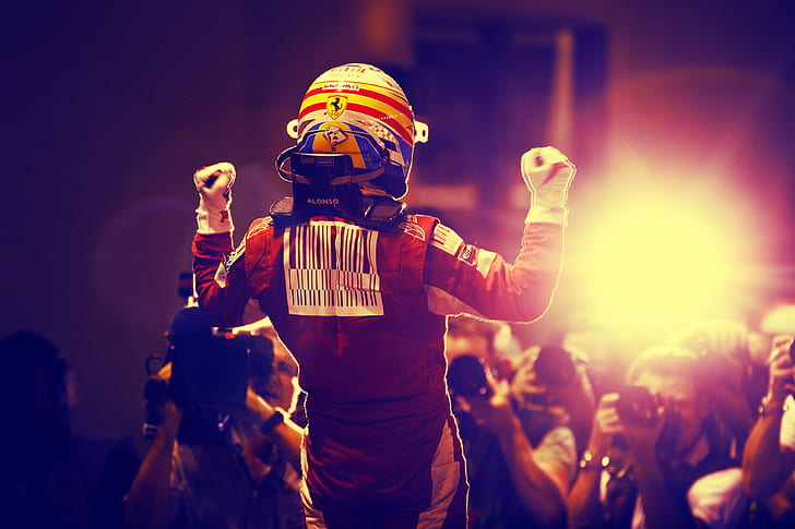 Ferrari, racing, Fernando Alonso, men, celebrity, sports, sport, HD wallpaper