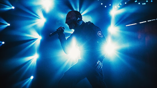 shows, músico, cantor, silhueta, Slipknot, Corey Taylor, luz de palco, HD papel de parede HD wallpaper