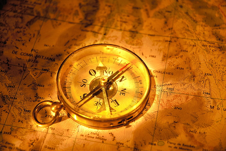 grauer Kompass, Karte, Pfeil, Kompass, HD-Hintergrundbild