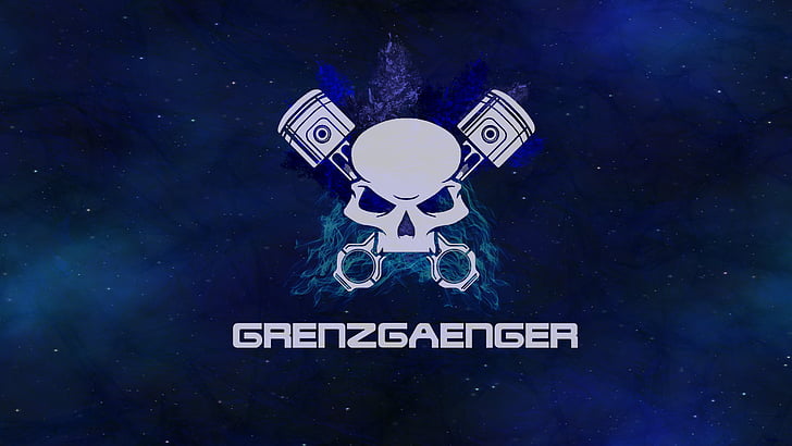 Products, Logo, Blue, Grenzgaenger, Motorcycle Club, HD wallpaper