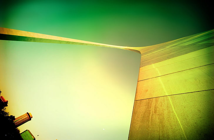 بوابة القوس ، صورة زاوية منخفضة لمبنى بني شاهق ، عتيق ، هندسة معمارية ، قوس ، الولايات المتحدة ، ميزوري ، الولايات المتحدة الأمريكية ، سانت لويس ، سانت لويس أرش ، بوابة القوس، خلفية HD