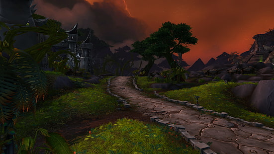 pavement near castle game digital wallpaper, video games, World of Warcraft, Warlords of Draenor, World of Warcraft: Warlords of Draenor, HD wallpaper HD wallpaper