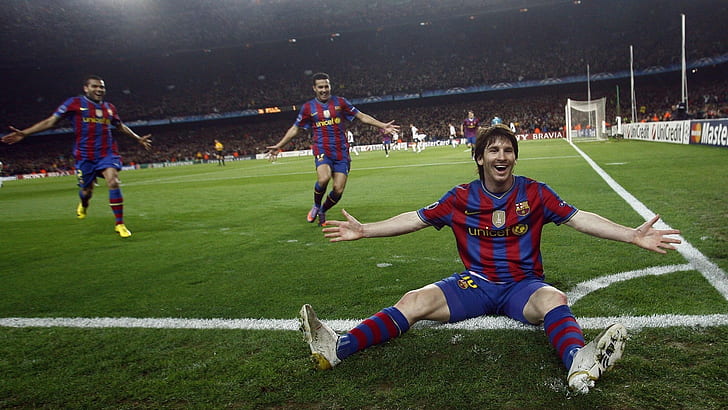 Lionel Messi, FC Barcelona, ​​Pedro Rodriguez, Dani Alves, Wallpaper HD