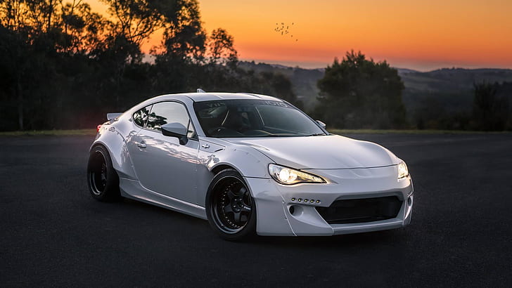 Toyota GT-86, JDM, Japanese cars, Toyota, tuning, white cars, Rocket Bunny, front angle view, Toyobaru, HD wallpaper