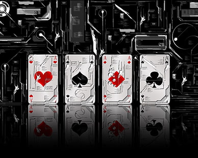 carta da parati digitale ACE a quattro carte, Gioco, Carta, Poker, Sfondo HD HD wallpaper