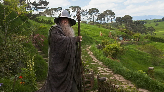 The Lord of the Rings, Gandalf, The Shire, Wizard, Ian McKellen, penguasa cincin, gandalf, shire, penyihir, ian mckellen, Wallpaper HD HD wallpaper