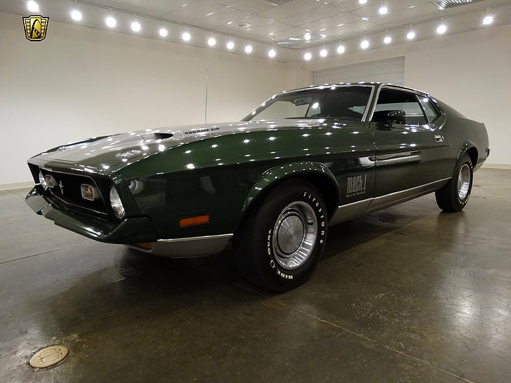 1971, araba, coupe, ford, yeşil, mach-1, mustang, abd, HD masaüstü duvar kağıdı