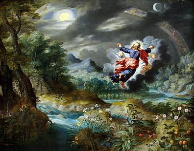 picture, mythology, Jan Brueghel the younger, The creation of the Sun and the moon, HD wallpaper HD wallpaper