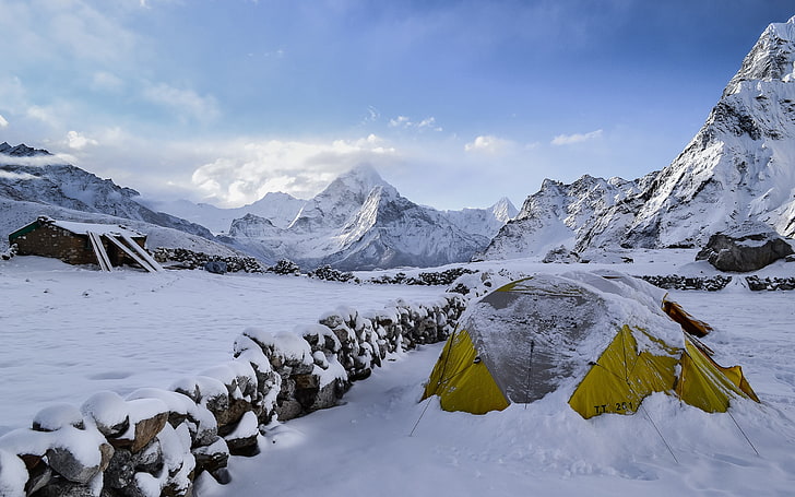 Tente de camp d'alpinisme sur neige, Fond d'écran HD