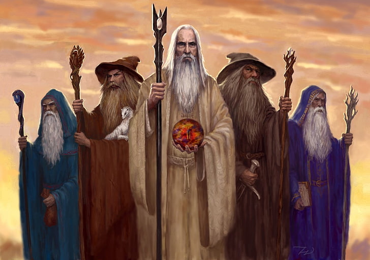 illustration de plusieurs sorciers, Le Seigneur des Anneaux, Le Seigneur des Anneaux, Fond d'écran HD