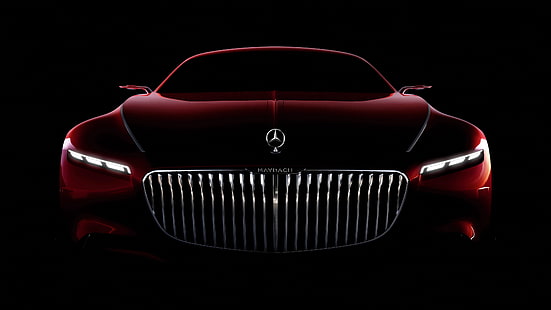 auto, rosso, Maybach, auto sportiva, auto di lusso, autoveicolo, veicolo, concept car, leggero, mercedes maybach, mercedes, veicolo di lusso, supercar, Sfondo HD HD wallpaper