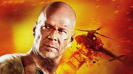 Movie, Live Free or Die Hard, Bruce Willis, Helicopter, John McClane, HD wallpaper HD wallpaper