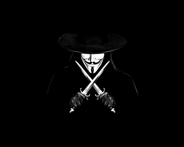 kursi dasar logam hitam dan abu-abu, V untuk Vendetta, Wallpaper HD