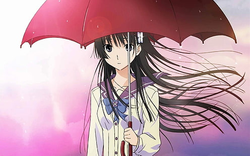 аниме девушки, аниме, произведение искусства, санка ри, санкарея, зонт, школьная форма, HD обои HD wallpaper
