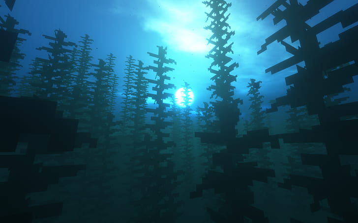 لعبة فيديو ، ماين كرافت ، مون ، تحت الماء، خلفية HD
