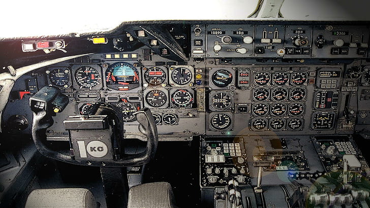 Kc-10a Extender Cockpit, militär, flygvapen, kc-10a, cockpit, usaf, extender, plan, tanka, armé, flygplan, HD tapet