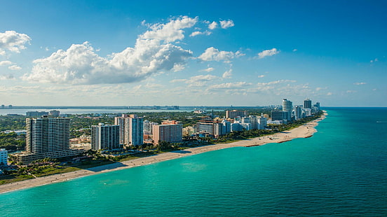 плаж, град, Флорида, Маями, нощ, юг, HD тапет HD wallpaper