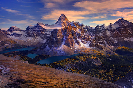Rocheuses canadiennes, mont Assiniboine, pic pyramidal, Canada, Great Divide, Colombie-Britannique, Fond d'écran HD HD wallpaper