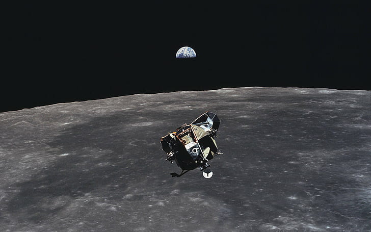 Earth Moon Lunar Lander HD, espacio, tierra, luna, lunar, módulo de aterrizaje, Fondo de pantalla HD
