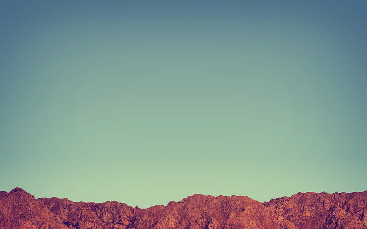 fotografia de paisagem de montanha marrom sob céu calmo azul claro, fotografia, formação rochosa, paisagem, céu, vintage, montanhas, rocha, HD papel de parede