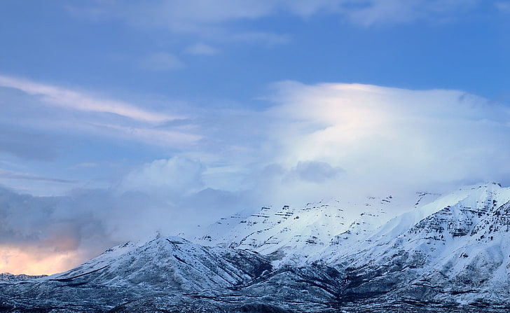 Планината Тимпаногос, покрита със сняг планина, САЩ, Юта, планината, Тимпаногос, HD тапет