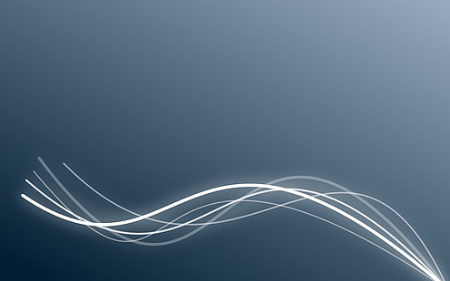 خلفية بيضاء ورمادية ، مجردة ، أشكال موجية ، خلفية زرقاء ، خطوط ، بساطتها ، فن رقمي، خلفية HD HD wallpaper