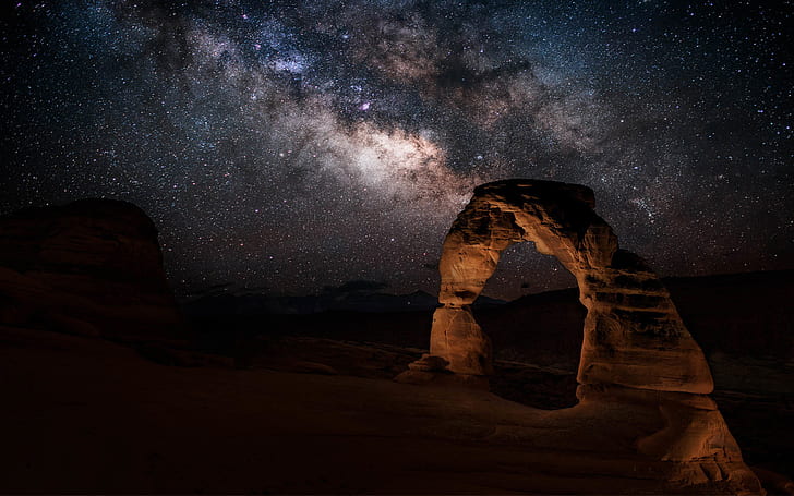 Milky-Way-Stone-Gate-in-Arches-National-Park-Utah-United-States-Desktop-HD-Wallpaper-1920 × 1200, Tapety HD