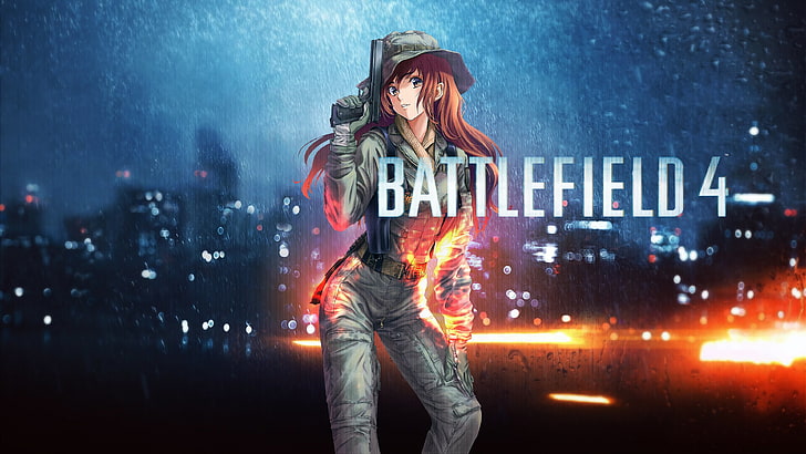 аниме, аниме девушки, Battlefield, Battlefield 4, девушки с оружием, пистолет, оружие, HD обои