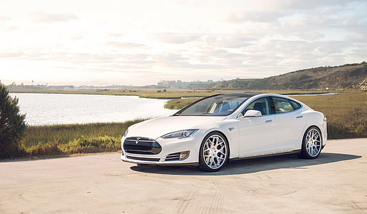 Tesla Model S, tesla, modelo s, Sedan, branco, frente, HD papel de parede HD wallpaper