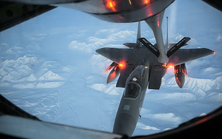 McDonnell Douglas F-15 Eagle, samoloty wojskowe, samoloty, tankowanie w powietrzu, Tapety HD