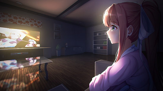 لعبة فيديو ، Doki Doki Literature Club !، Monika (Doki Doki Literature Club!)، خلفية HD HD wallpaper