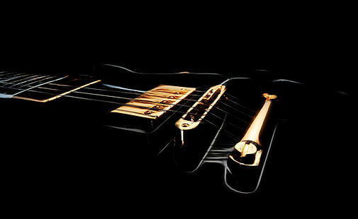 Czarna gitara elektryczna, czarna gitara akustyczna, muzyka, elektryczna, gitara, czarna, Tapety HD HD wallpaper