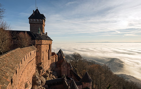 Франция, Елзас, замъкът От-Кьонигсбург, HD тапет HD wallpaper