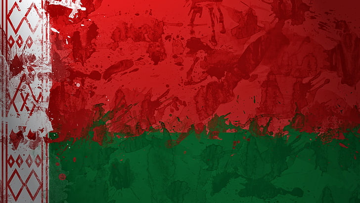 red and green wallpaper, belorussia, flag, paint, stain, background, wall, HD wallpaper
