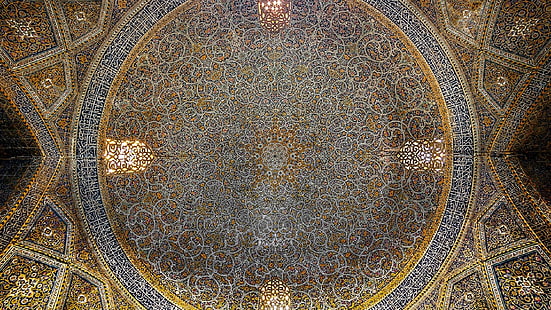 mesquita seyyed, irã, isfahan, teto, arquitetura, HD papel de parede HD wallpaper