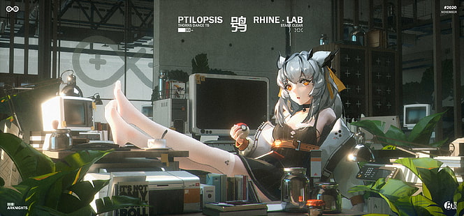 T5, Anime Girls, Arknights, weiße Haare, HD-Hintergrundbild HD wallpaper