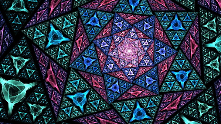 abstracto, fractal, mosaico, 4k, 8k, HD, HD wallpaper
