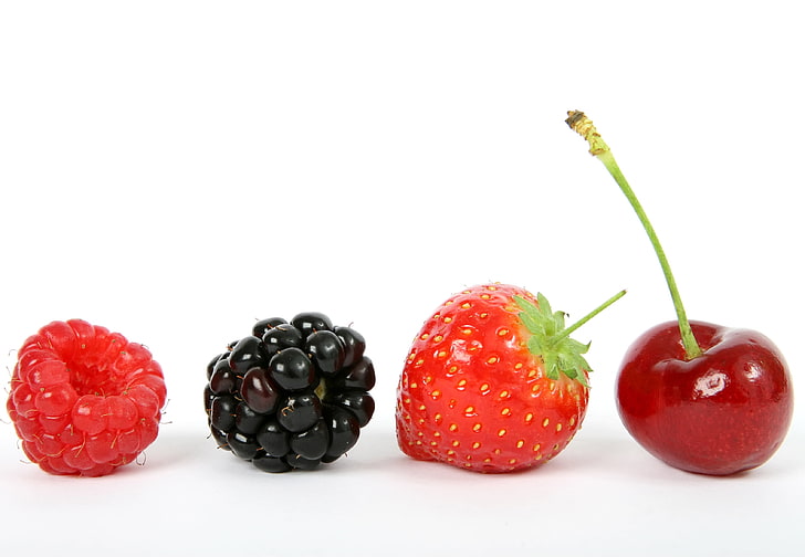 fraise, framboise et cerise, cerise, baies, framboise, fraise, BlackBerry, Fond d'écran HD
