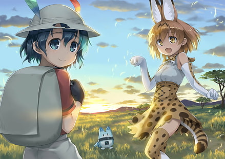 Anime, amis Kemono, Kaban (amis Kemono), Serval (amis Kemono), Fond d'écran HD HD wallpaper